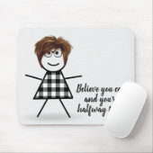 Tapis De Souris Petite chatte fille avec cheveux et citation (Avec souris)