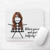 Tapis De Souris Petite chatte fille avec cheveux et citation (Avec souris)