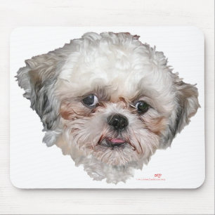 Tapis De Souris Petite étude de tête de Shih Tzu secouru