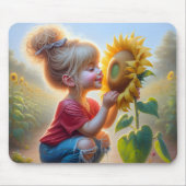 Tapis De Souris Petite fille au tournesol (Devant)