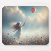 Tapis De Souris Petite Fille Avec Balloon Rouge (Devant)