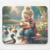 Tapis De Souris Petite fille avec des canards (Devant)