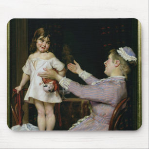 Tapis De Souris Petite fille avec une poupée et son infirmière,