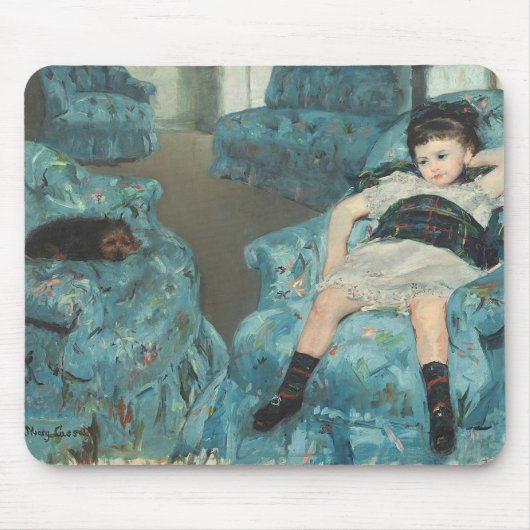 Tapis De Souris Petite fille dans un fauteuil bleu, 1878 (oi (Devant)