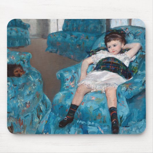 Tapis De Souris Petite fille dans un fauteuil bleu, Cassatt (Devant)