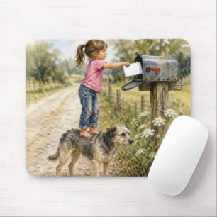 Tapis De Souris Petite fille envoyant une carte