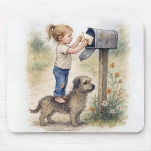 Tapis De Souris Petite fille envoyant une lettre