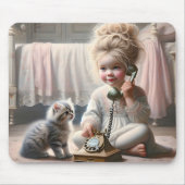 Tapis De Souris Petite Fille Parlant Au Téléphone (Devant)
