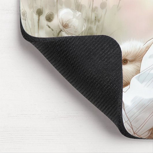 Tapis De Souris Petite fille tenant son lapin de animal de compagn (Coin)