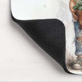Tapis De Souris Petite Fille Tenant un Pot de Fleurs Cassé (Coin)