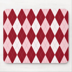 Tapis De Souris Petite forme rose cramoisie à motifs de losanges