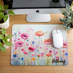 Tapis De Souris Petite Mousepad, Aquarelle Des Fleurs sauvages,