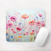 Tapis De Souris Petite Mousepad, Aquarelle Des Fleurs sauvages, (Avec souris)