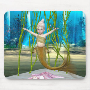 Tapis De Souris Petite Sirène Fantaisie Fille, Océan Bleu
