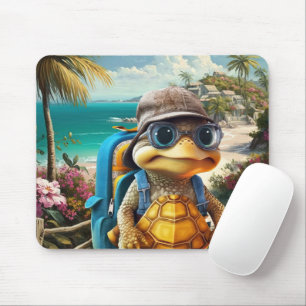 Tapis De Souris Petite Tortue Aventurée avec sac à dos,
