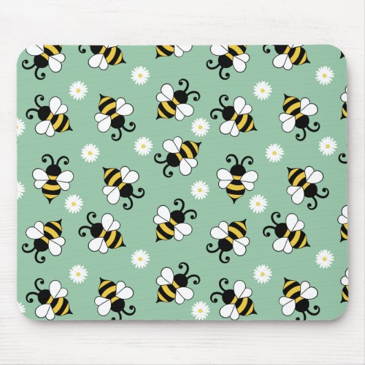 Tapis De Souris Petites abeilles mignonnes et fleurs marguerites m (Devant)