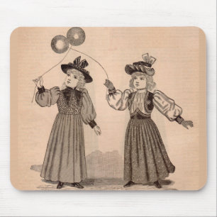 Tapis De Souris Petites filles victoriennes avec ballons