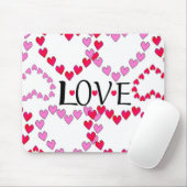 Tapis De Souris Petits coeurs rose rouge AMOUR (Avec souris)
