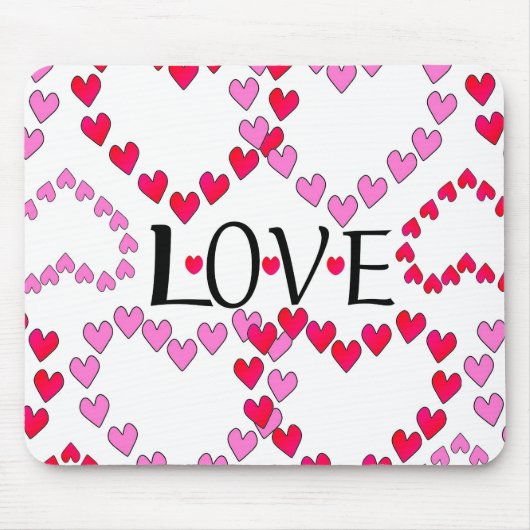Tapis De Souris Petits coeurs rose rouge AMOUR (Devant)