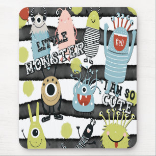 Tapis De Souris Petits Monstres Mignons Moderne Chic Stripe Aquare