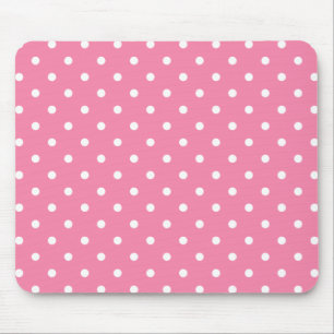 Tapis De Souris Petits pois blancs sur fond rose vif