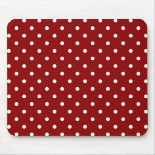 Tapis De Souris Petits pois blancs sur fond rouge cerise