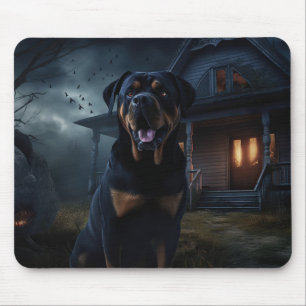 Tapis De Souris Peur d'Halloween Rottweiler