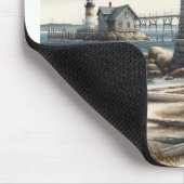 Tapis De Souris Phare côtier rustique plage de bord de mer (Coin)