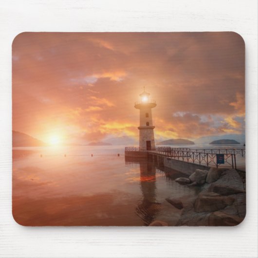 Tapis De Souris Phare dans le coucher du soleil (Devant)