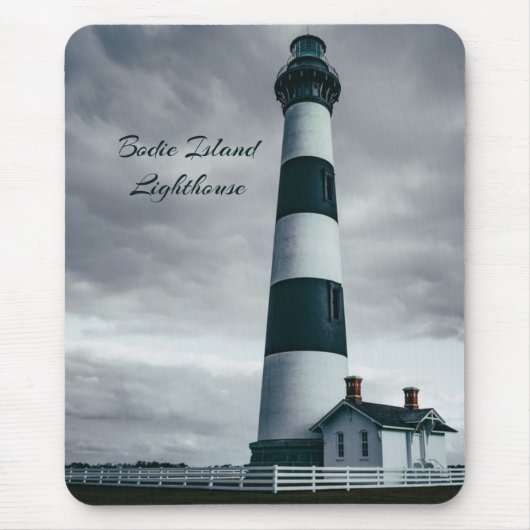 Tapis De Souris Phare de Bodie Island noir et blanc (Devant)
