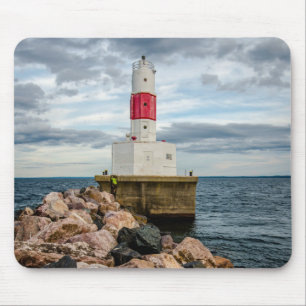 Tapis De Souris Phare de brise-lames de port d'île de Presque