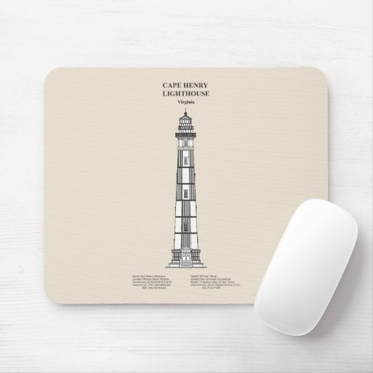 Tapis De Souris Phare de Cape Henry - Virginie - SBD (Avec souris)