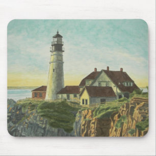 Tapis De Souris Phare de Portland Head Aquarelle