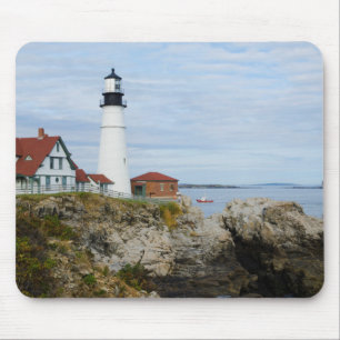 Tapis De Souris phare de Portland Headlight sur une côte rocheuse