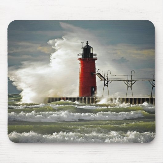 Tapis De Souris phare rouge avec grande vague (Devant)