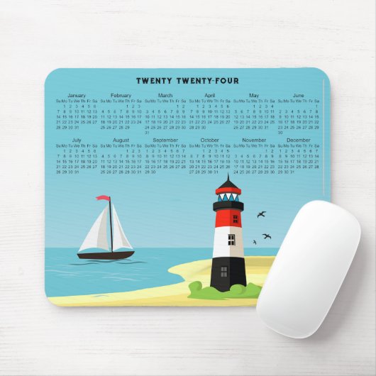 Tapis De Souris Phare Scène 2024 Calendrier Mousepad (Avec souris)