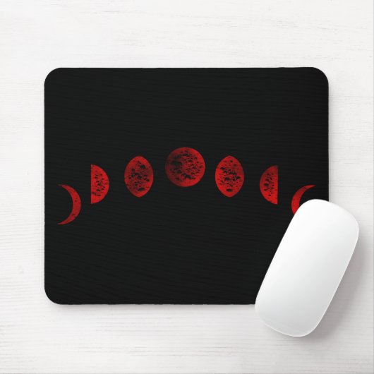 Tapis De Souris Phases gothiques rouges et noirs de lune (Avec souris)