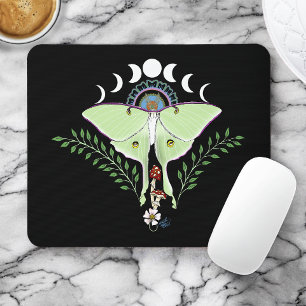 Tapis De Souris Phases Luna Moth Moon Noir