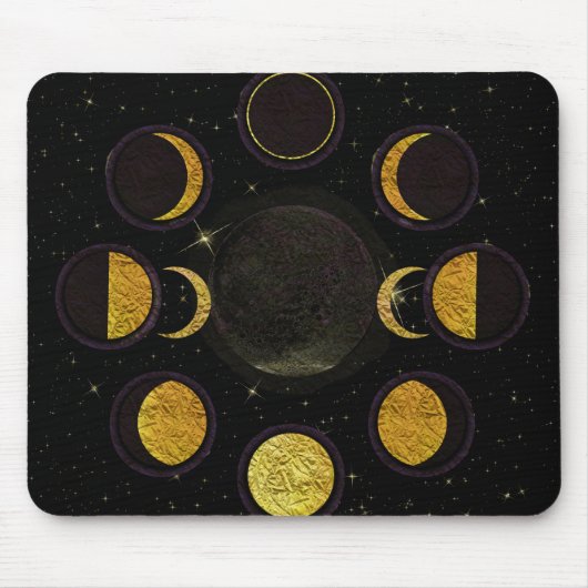 Tapis De Souris Phases magiques Lune Noire & Or (Devant)