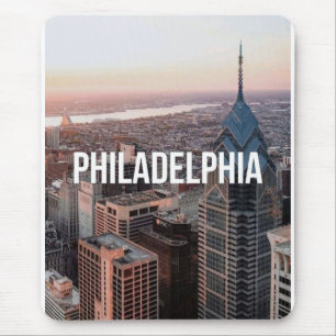 Tapis De Souris Philadelphie Skyline Vue aérienne Typographie Urba