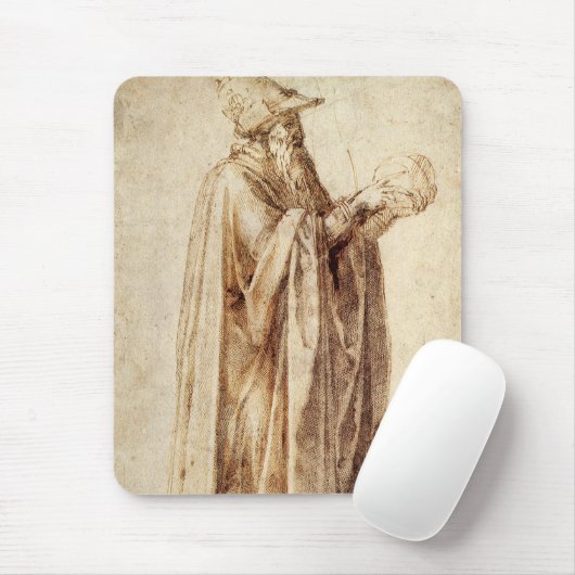 Tapis De Souris Philosophe grec au crâne humain par Michel-Ange (Avec souris)
