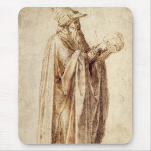 Tapis De Souris Philosophe grec avec crâne humain par Michelangelo