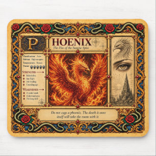 Tapis De Souris Phoenix, Art du Bestiaire Médiéval