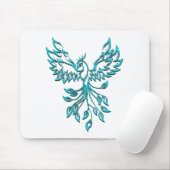 Tapis De Souris Phoenix bleu se lève sur blanc (Avec souris)