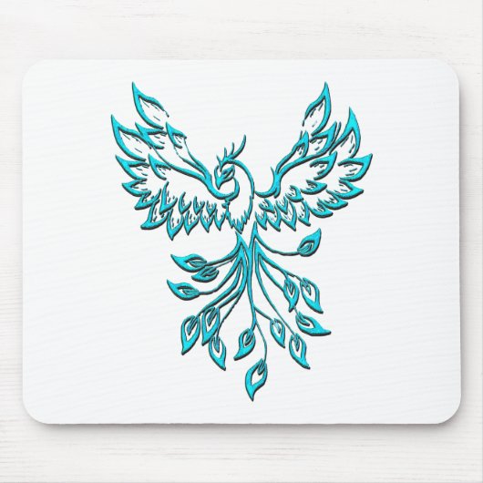 Tapis De Souris Phoenix bleu se lève sur blanc (Devant)