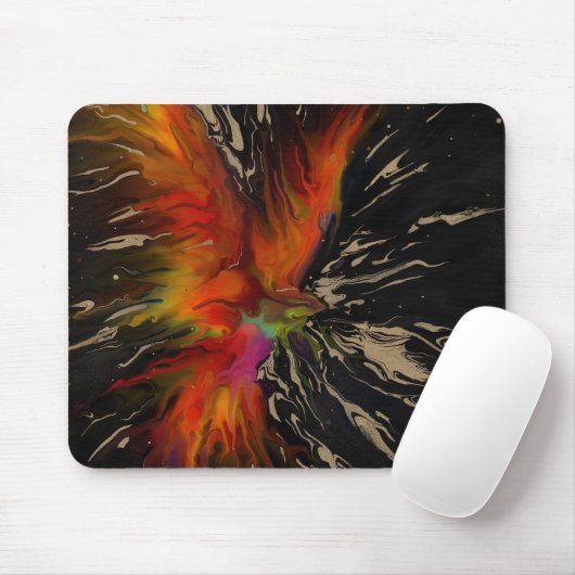 Tapis De Souris Phoenix Rising – Art Explosion de Feu Abstrait (Avec souris)
