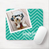 Tapis De Souris Photo avec Modern Chevron Pattern and Custom Nom (Avec souris)