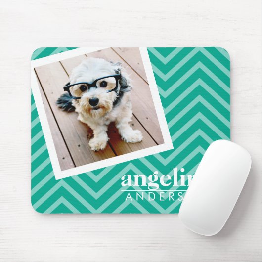 Tapis De Souris Photo avec Modern Chevron Pattern and Custom Nom (Avec souris)