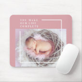 Tapis De Souris Photo bébé mignonne moderne | Rose et blanc | Devi (Avec souris)