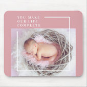Tapis De Souris Photo bébé mignonne moderne | Rose et blanc | Devi (Devant)